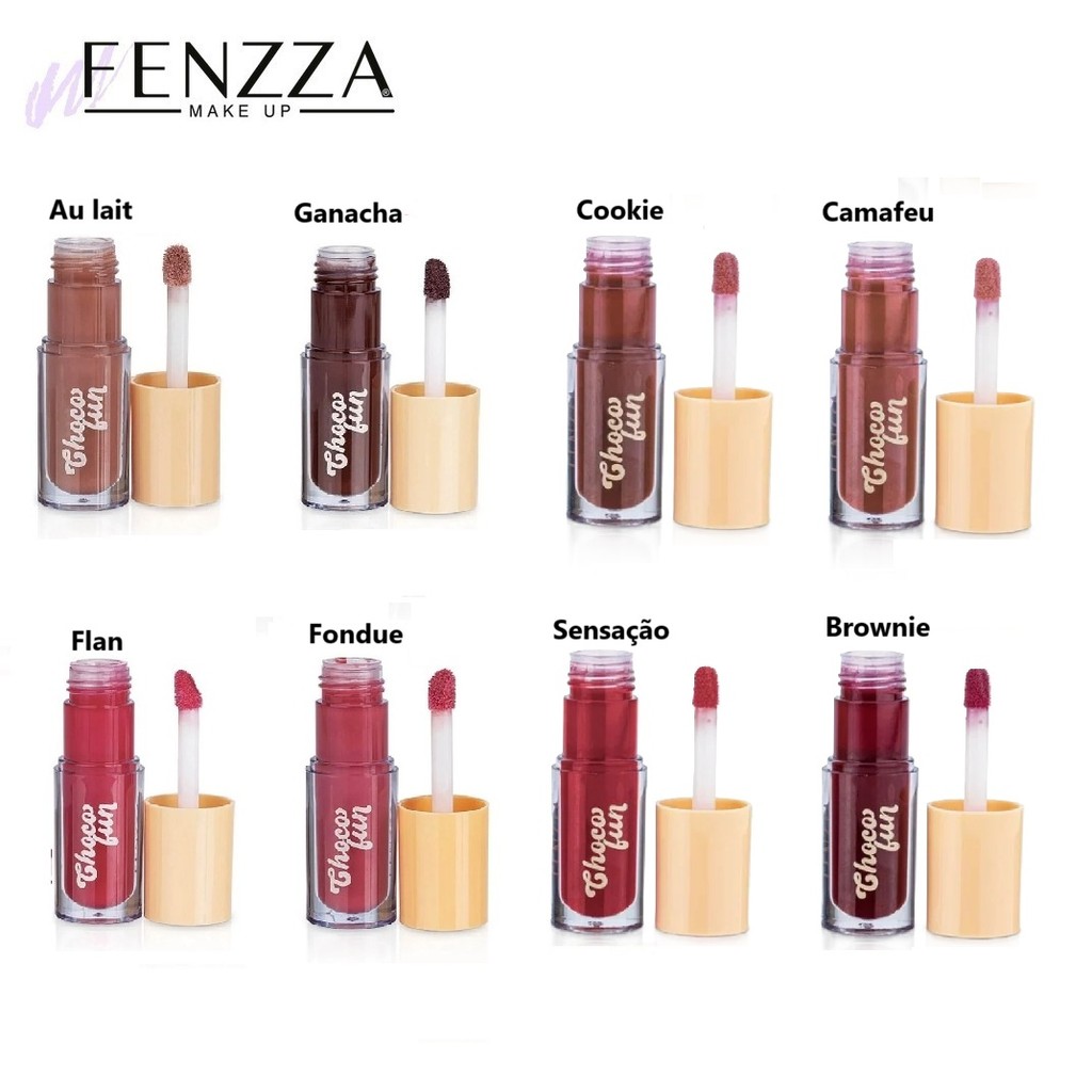 Kit C/2 Fenzza Choco Fun Gloss 8 cores gloss mais vendido cor GANACHE AU LAIT em Oferta na Shopee