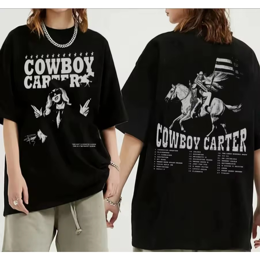 Camiseta Premium em Algodão PuroSISI Basica e oversized Algodao Cowboy Carter Beyonce Act Ii Album Queen Unissex