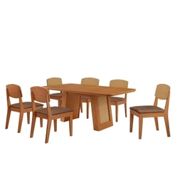 Mesa Carolina 180 Tampo Mdf 6 Cadeiras Moderna Mobilia Tork