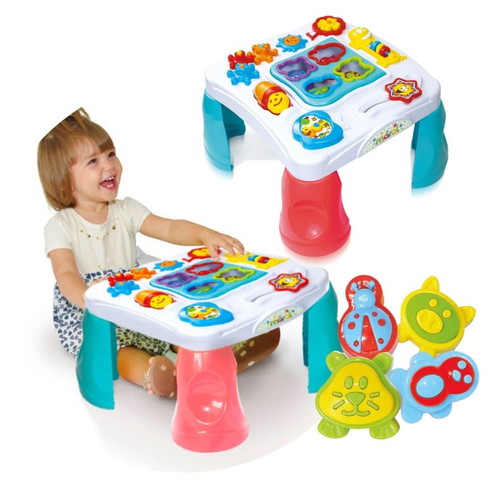 Mesa De Atividades Criativa Didática Peças De Encaixar Sensorial Brinquedo Educativo Bebê Infantil Formas Cores