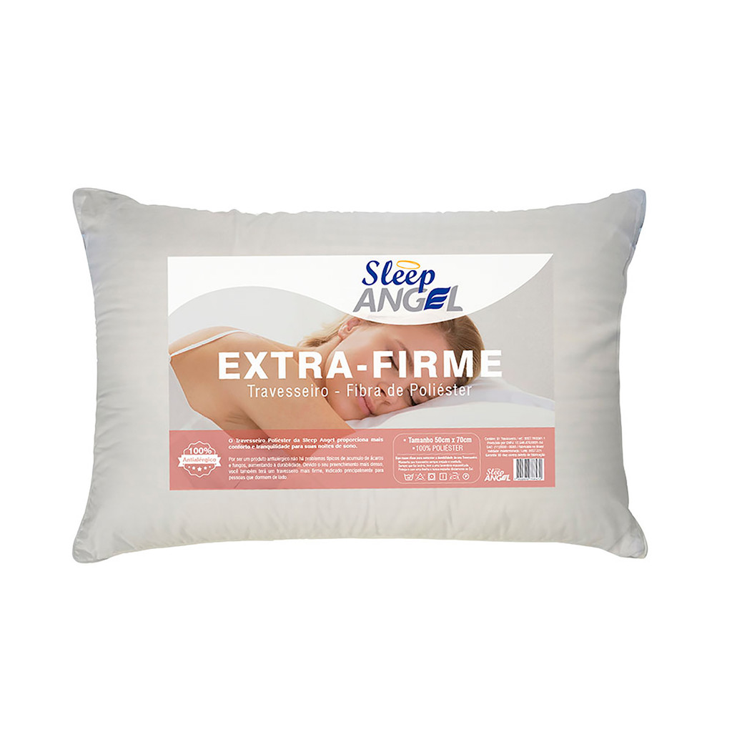 Travesseiro Suporte Extra Firme 50x70cm Conforto Cama Sleep Angel