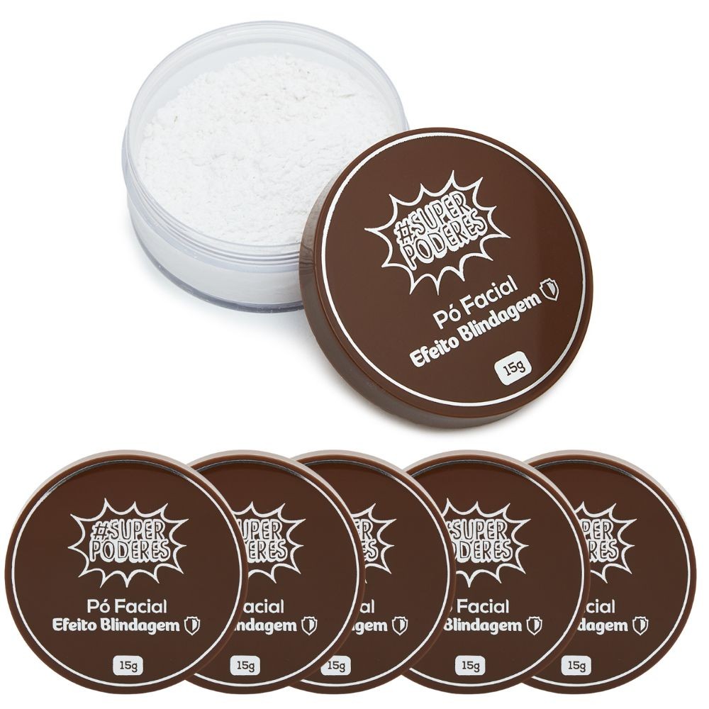 Kit c/ 6 Pó Facial Efeito Blindagem Fixador Maquiagem Super Poderes