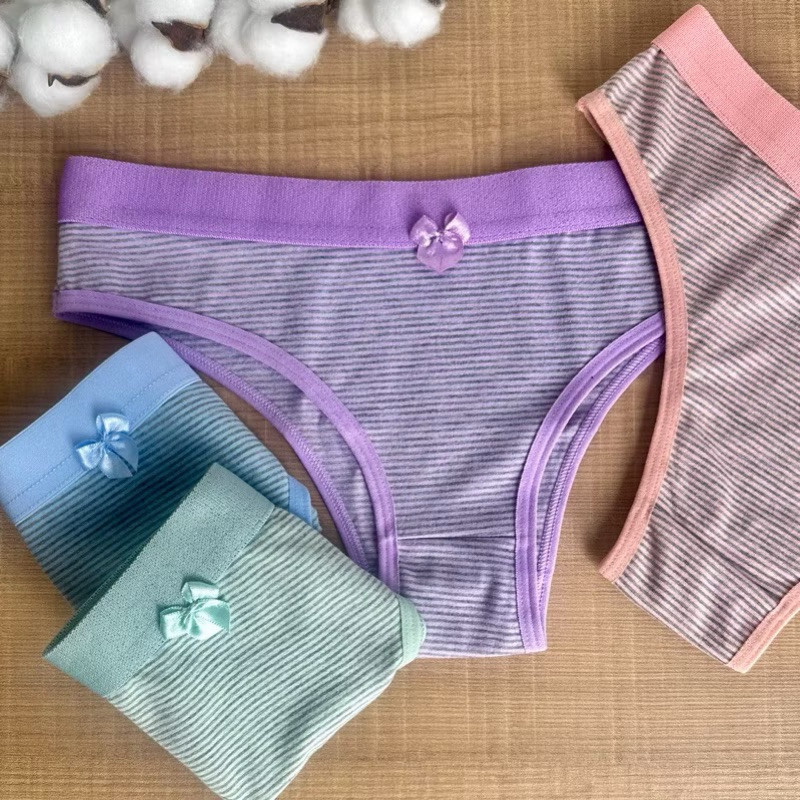 ***PROMOÇÃO*** Kit 3 - Calcinha Algodão Listrada Feminina em Oferta na Shopee