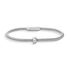 Pulseira Masculina Fio de Aço Inoxidável Prata com Esfera Minimalista