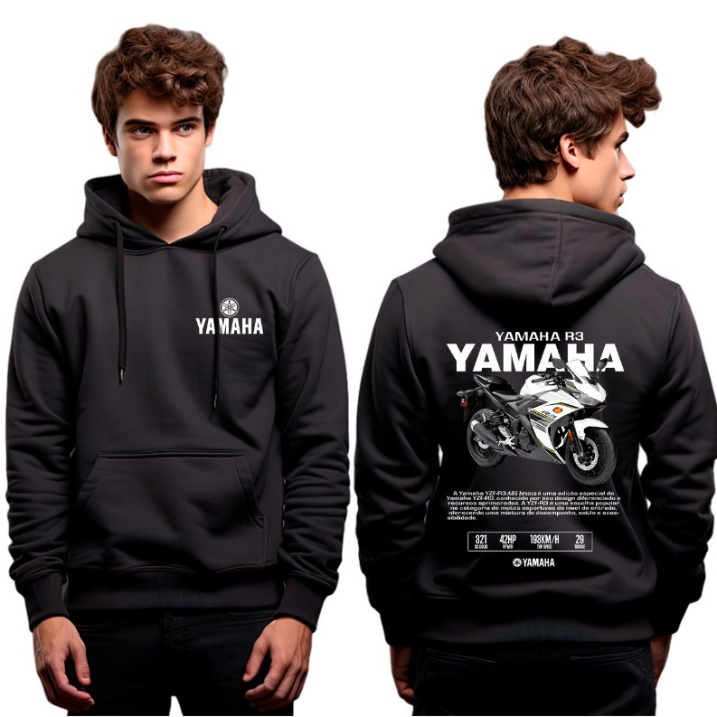 Moletom Casaco Frio Moto Yamaha R3 Luxuosa Lançamento Unissex