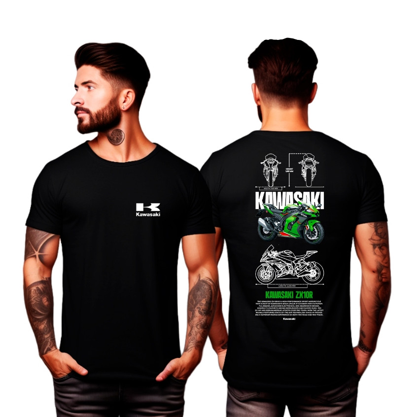 Camiseta Kawasaki ZX10R 100% Algodão Unissex Lançamento