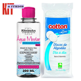 Kit Água Micelar Demaquilante Rhenuks + Algodão Disco Cotton Line 37g em Oferta na Shopee