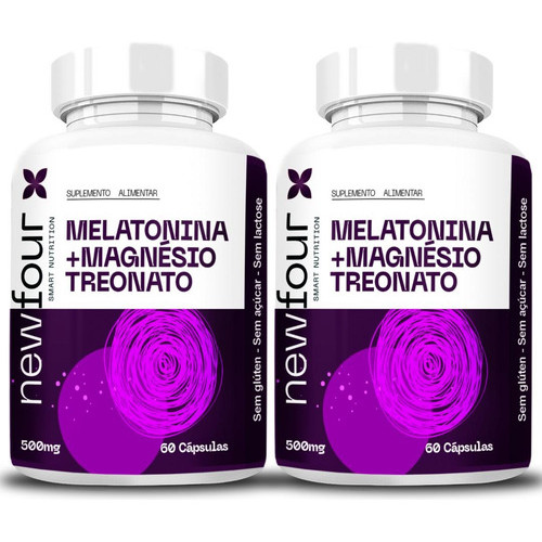KIT Melatonina + Magnésio Treonato 650mg - 120 Cápsulas Premium Sem Sabor