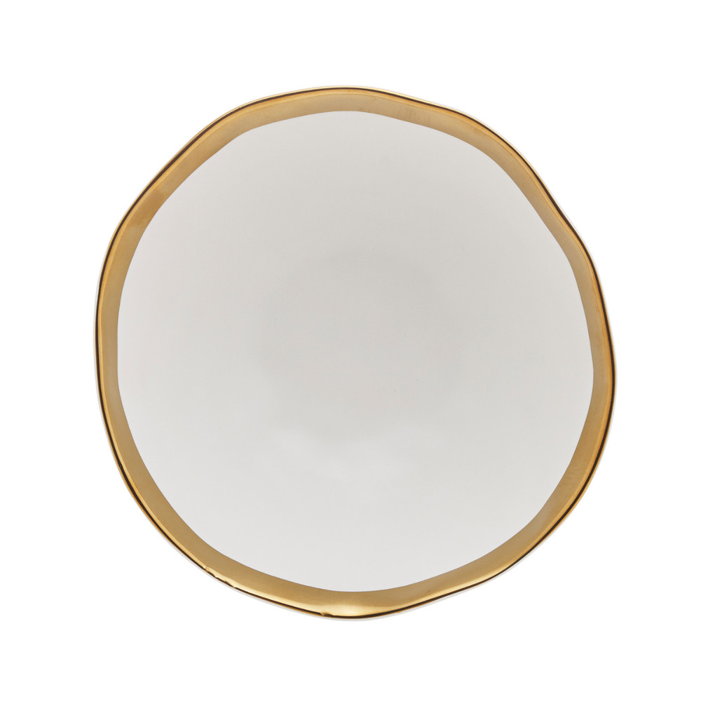 Bowl De Porcelana Branco E Dourado Dubai 15x7cm Wolff — imagem 2 de 2