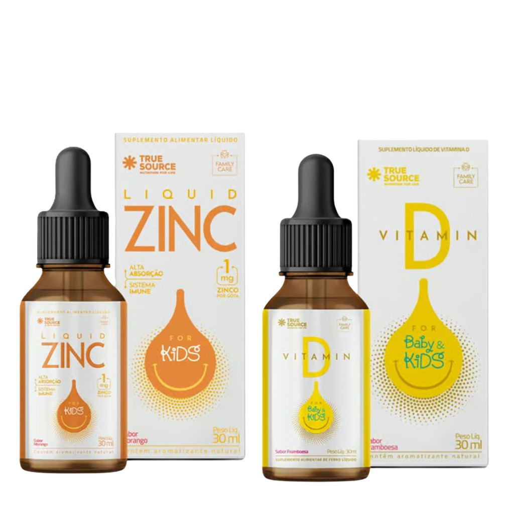 Combo Zinco Kids 30ml E Vitamina D Baby & Kids True Source