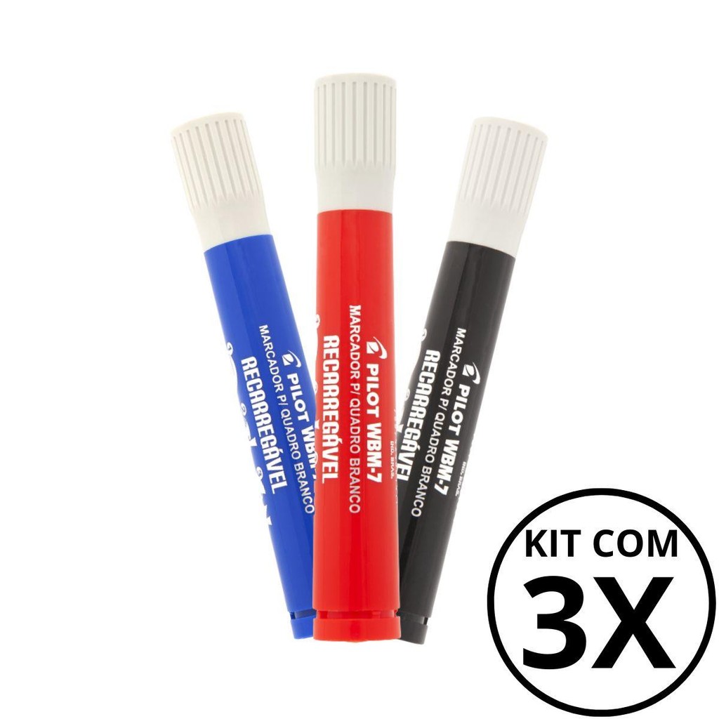 Kit 03 Marcador Para Quadro Branco PILOTO Recarregável - WBM-7 PILOT em Oferta na Shopee