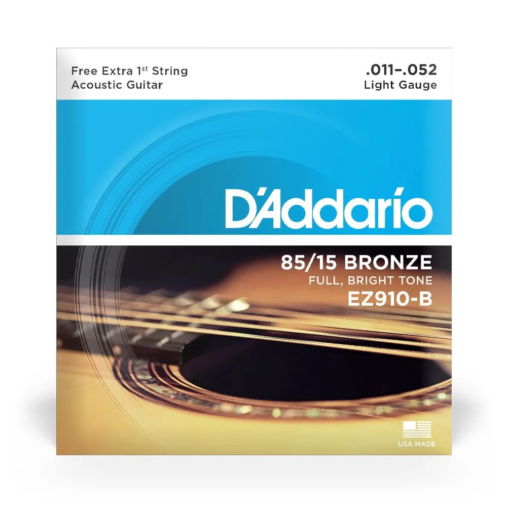 ENCORDOAMENTO VIOLAO DADDARIO EZ910 AÇO 85/15 011-052 LIGHT (012287)