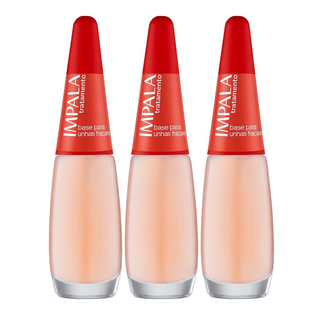 Kit 3 Esmalte Impala Base Tratamento Unhas Fracas Manicure