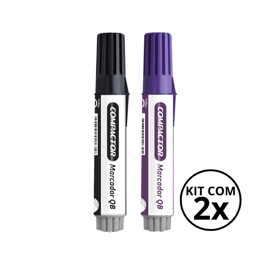 Kit com 2 Marcadores Para Quadro Branco - COMPACTOR COR:PRETO+VIOLETA em Oferta na Shopee
