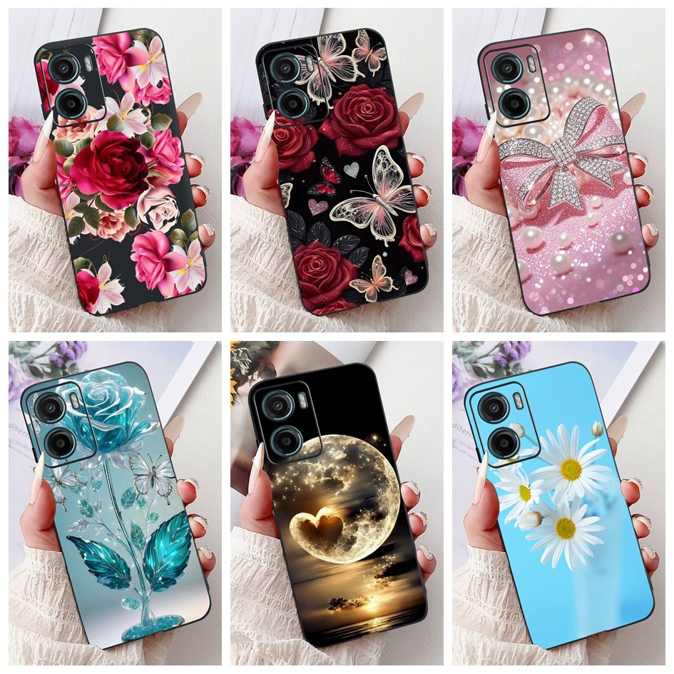 Para Motorola Moto G05 Embalagem Nova Bela Flor Bowknot Macio Silicone Preto TPU Caso E15 E 15 G 05 Capa em Oferta na Shopee
