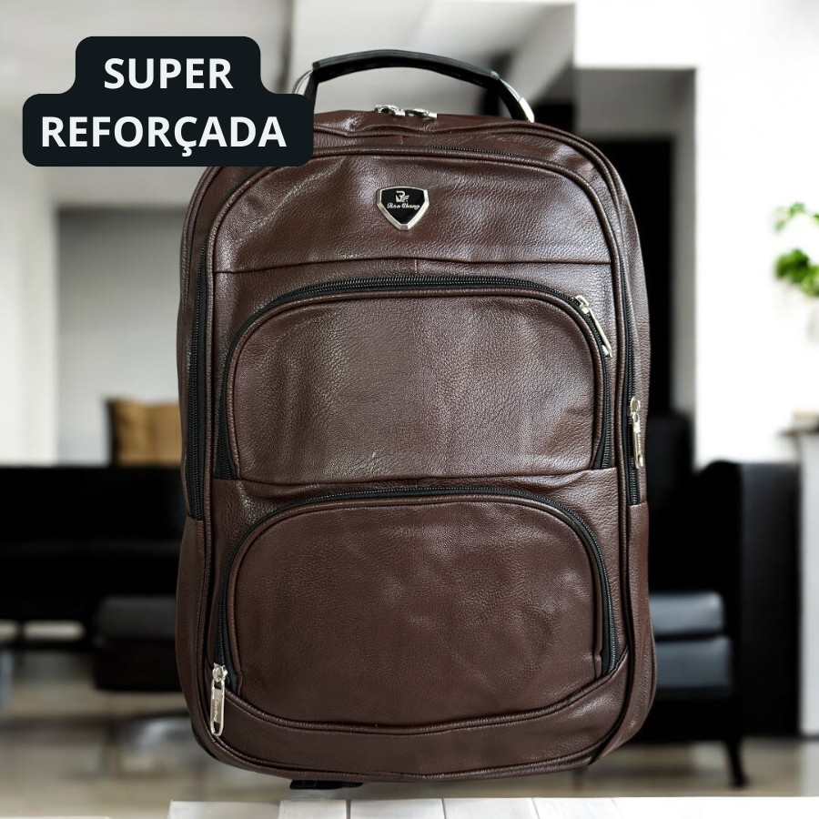 Mochila Bolsa Executiva Grande Feminina Masculina Escolar Trabalho Faculdade-Couro Sintético