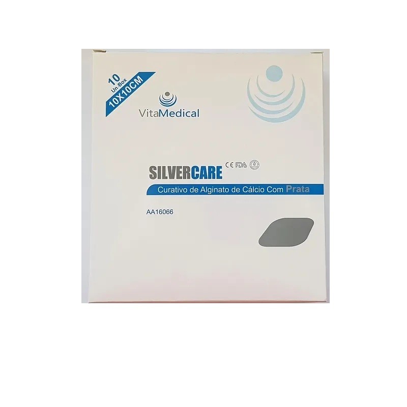 Kit 6 und  Curativo Silvercare Alginato de Cálcio c/ prata 10x10cm Vitamedical