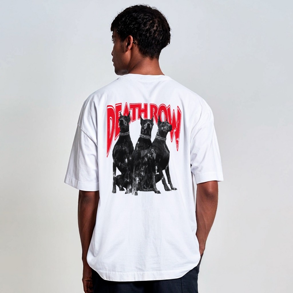 Camiseta Oversized Streetwear Cachorro Dobermann Deathrow Dog REF 2912 Fluxo Geek