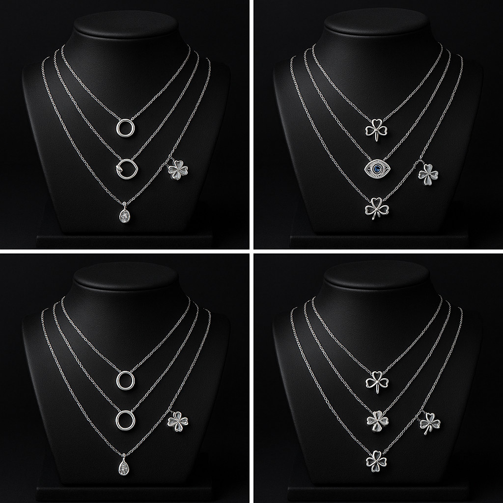 Colar Feminino Sortido Prata 925 com Pingente – Bijuteria Delicada