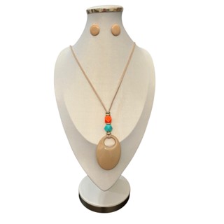 Maxi Colar Elegante Feminino Pedra Resina Cordão Kit Brinco em Oferta na Shopee