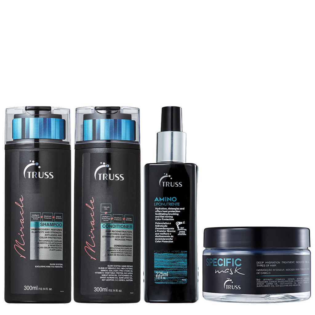 Truss Miracle Kit Shampoo Condicionador Specific Mask e Amino 225ml