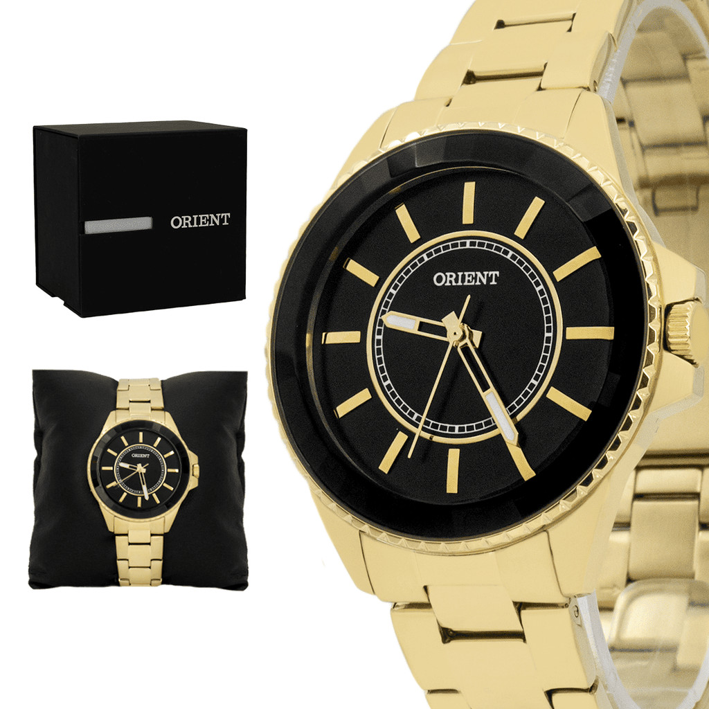 Relogio Orient Original Maculino Aço Inoxidavel Dourado Resistente a Agua 1 Ano de Garantia