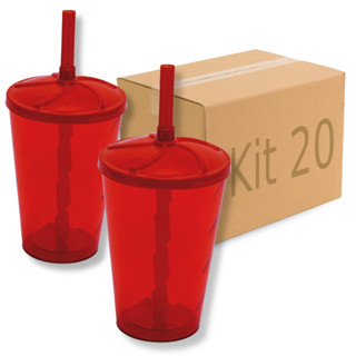 Kit 20 Copos Twister 300ml Liso Tampa Canudo Atacado Varejo Balada Show Direto Fabrica Brinde Buffet em Oferta na Shopee