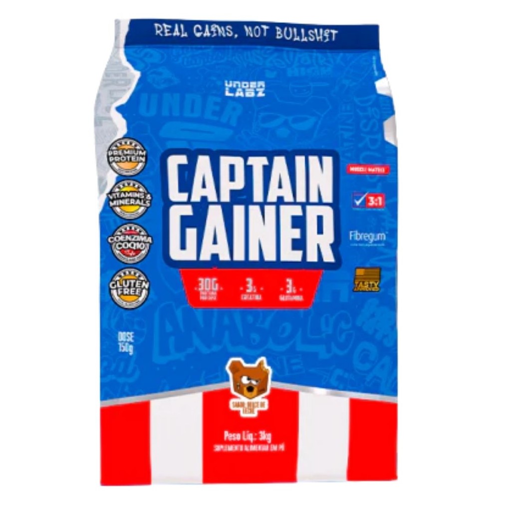 Hipercalórico Captain Gainer 3kg Under Labz Dulce De Leche em Oferta na Shopee