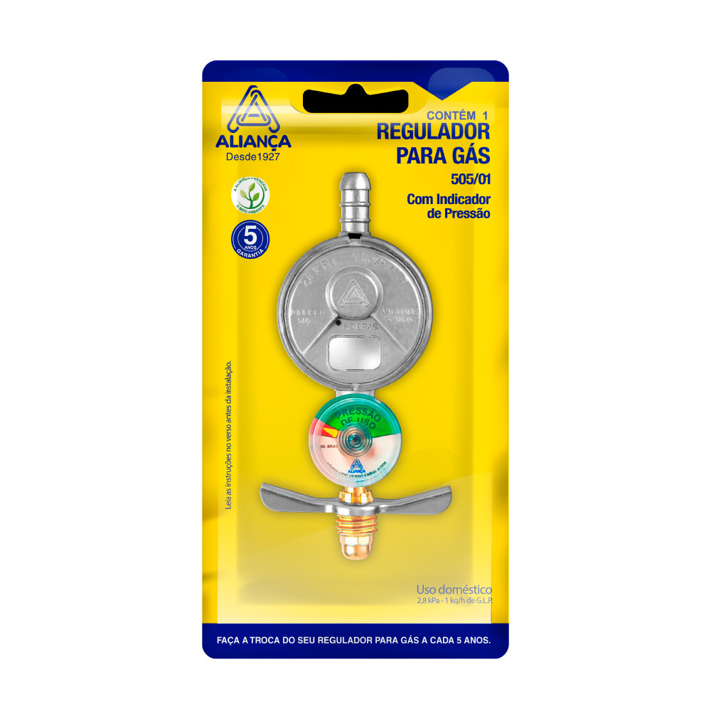 Regulador de Gás com Manômetro Aliança 505/01 Alta Pressão e Segurança
