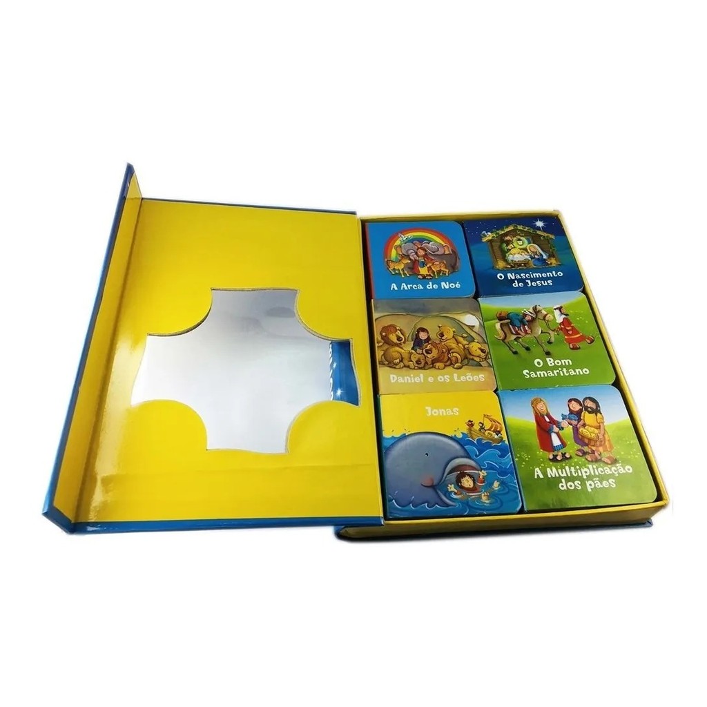 Box com 6 Minilivros | Histórias Bíblicas | Capa Dura | Azul em Oferta na Shopee