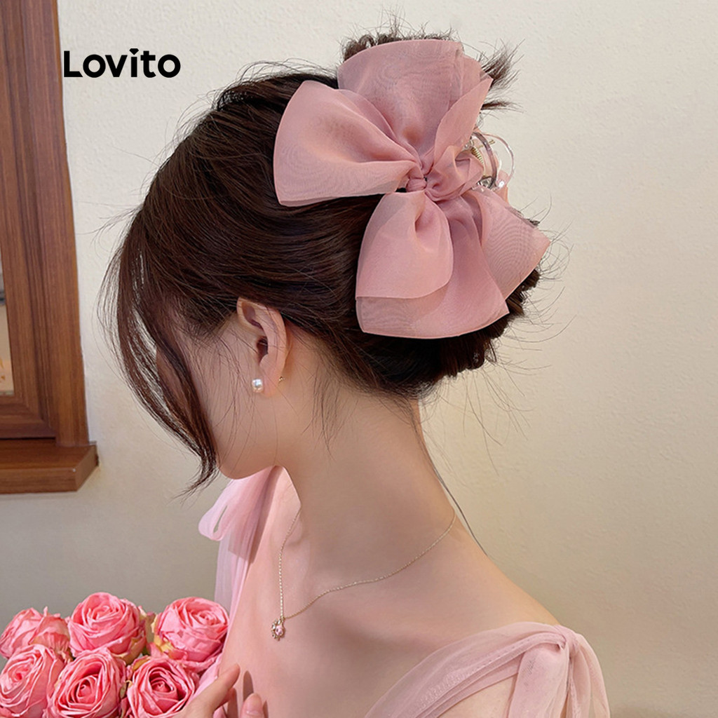 Lovito Grampo de Cabelo Casual de Renda para Todas As Estações Grampo de Cabelo cáqui LFA83207 em Oferta na Shopee