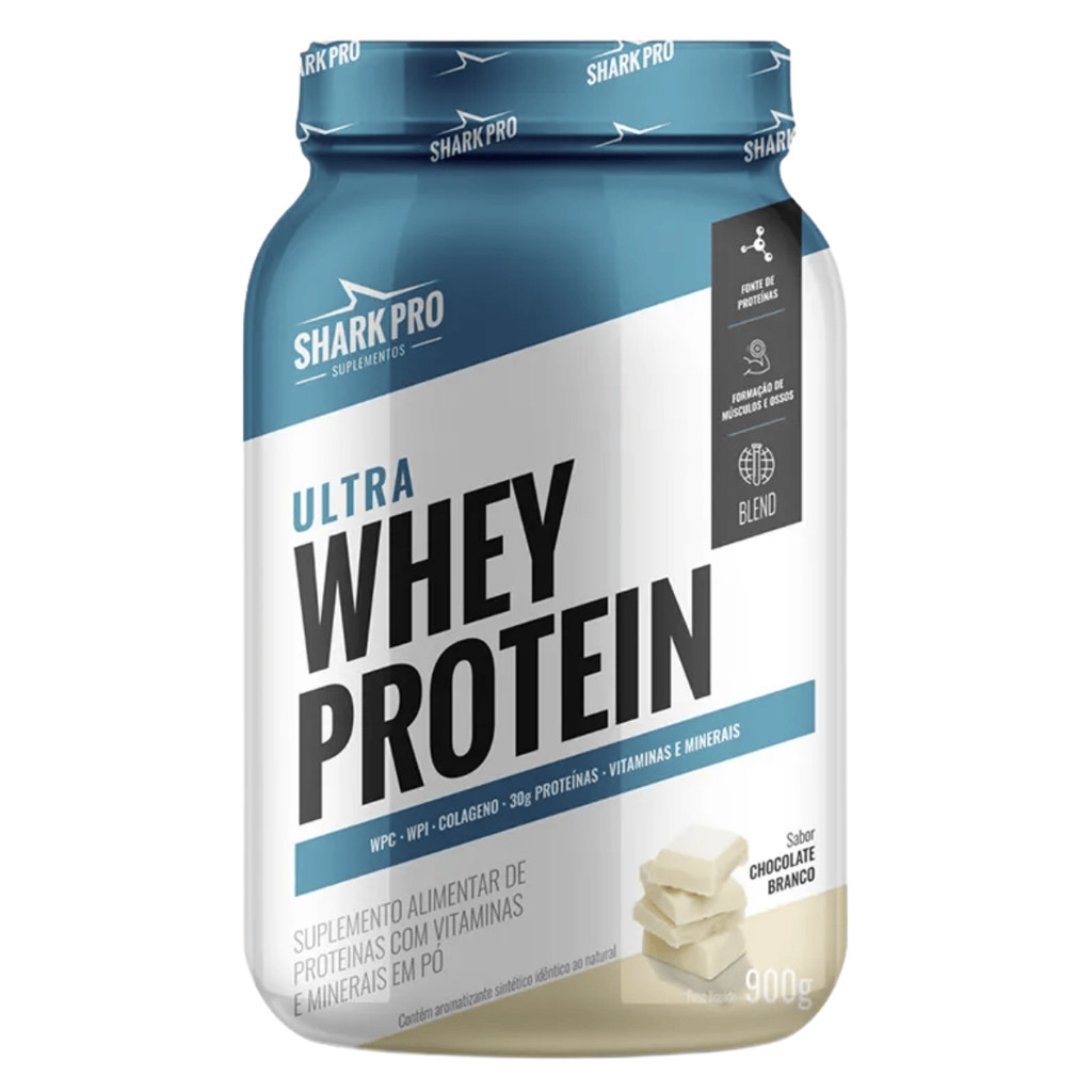 Ultra Whey Pote 900g Sabor Chocolate Branco Shark Pro - Health