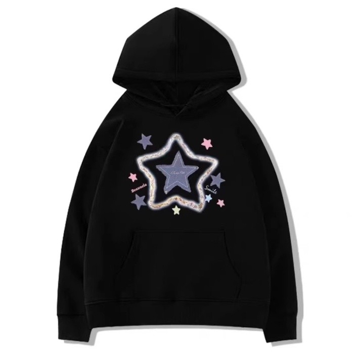 Moletom Canguru Retro  Nova Estrela Da Moda Coreana Impressão Pullover Hoodie Promoção Envio Rápido