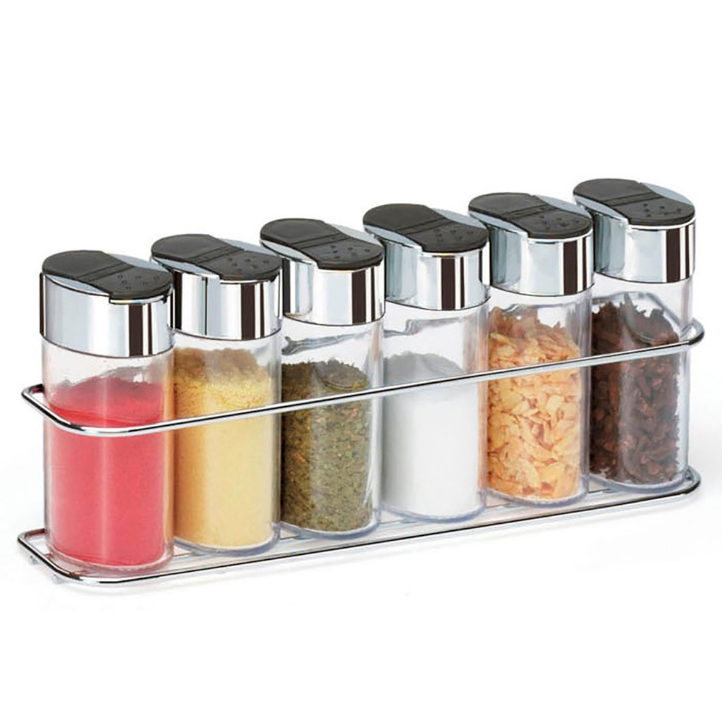 Porta Temperos Inox 6 Peças Dosador Hermético Ajustável Parede Organizador Condimentos Cozinha Arthi em Oferta na Shopee