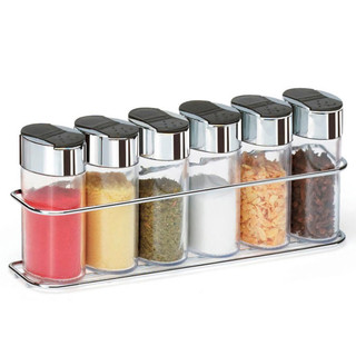 Porta Temperos Inox 6 Peças Dosador Hermético Ajustável Parede Organizador Condimentos Cozinha Arthi