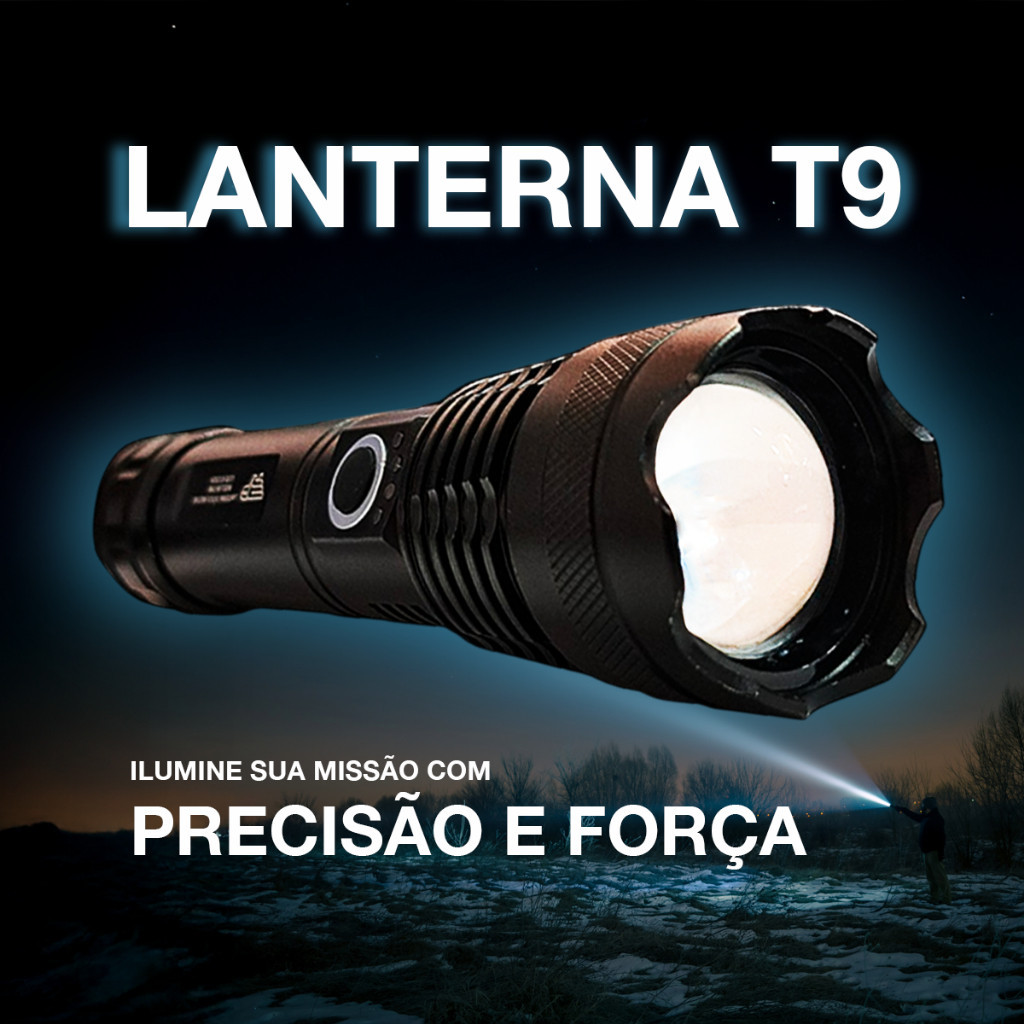 Kit 3/2/1 Lanterna Super Potente Tática T9 P50 Mais Forte do Mundo LED Recarregável US Resistente
