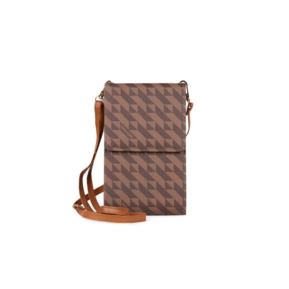Porta Celular Feminino Alça Transversal Monograma BG Marrom
