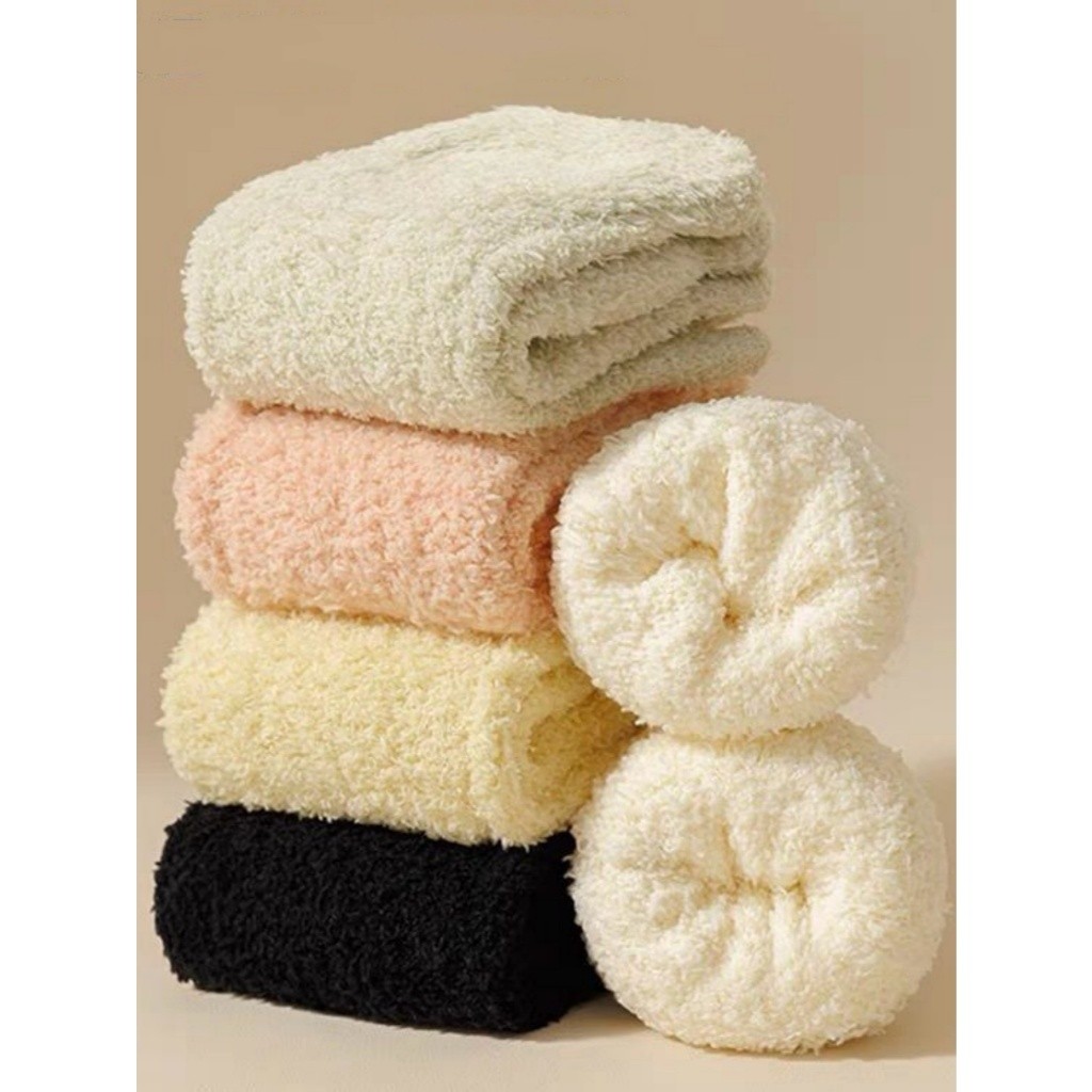 KIT 3 6 12 Meias Femininas de Inverno Cano Médio Grosso Termica Peluciada Quente Para Dormir e Ficar 35-40 em Oferta na Shopee