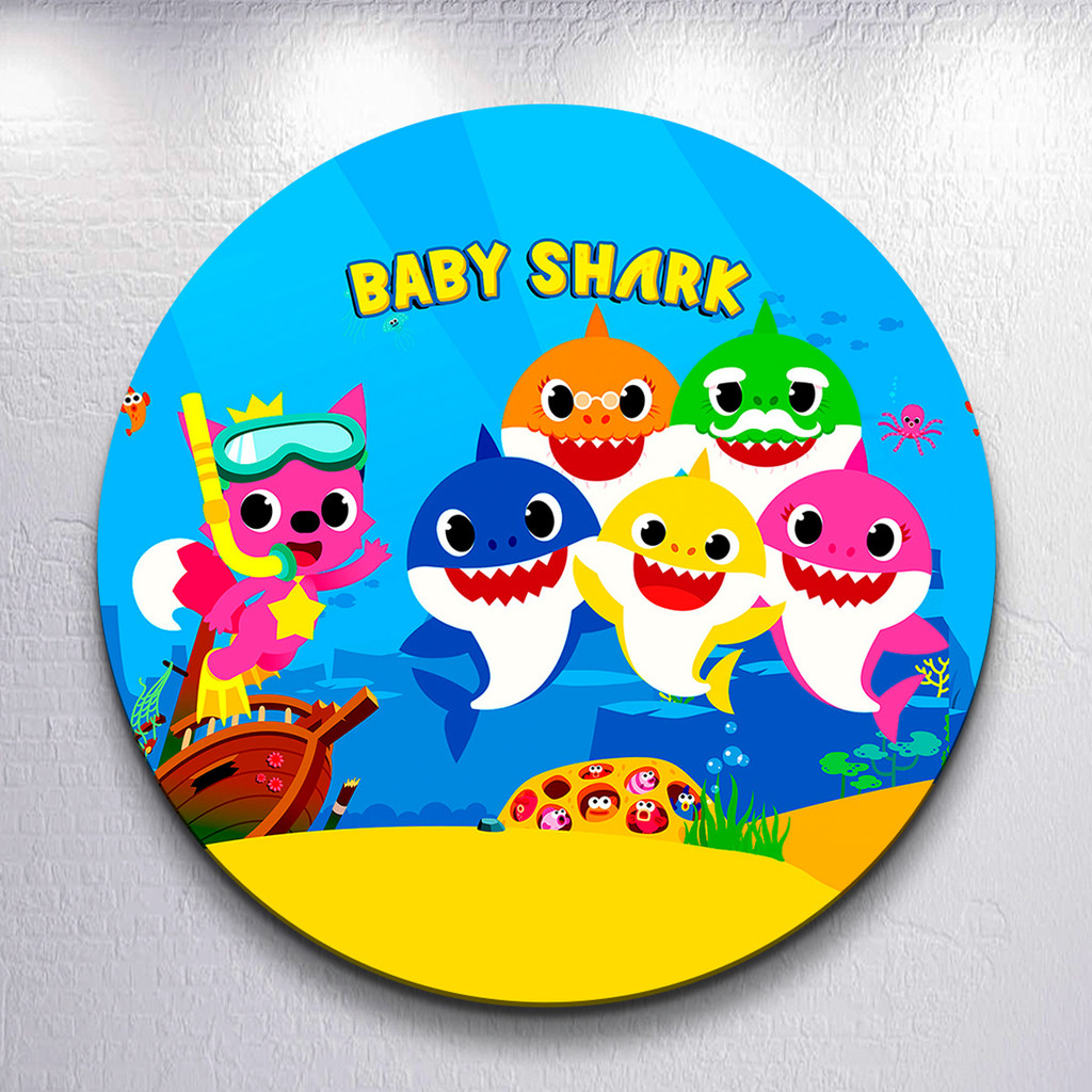Capa Painel Festa Bebê Tubarão Tamanhos Diversos Redondo Mini e Grande Decoração Infantil