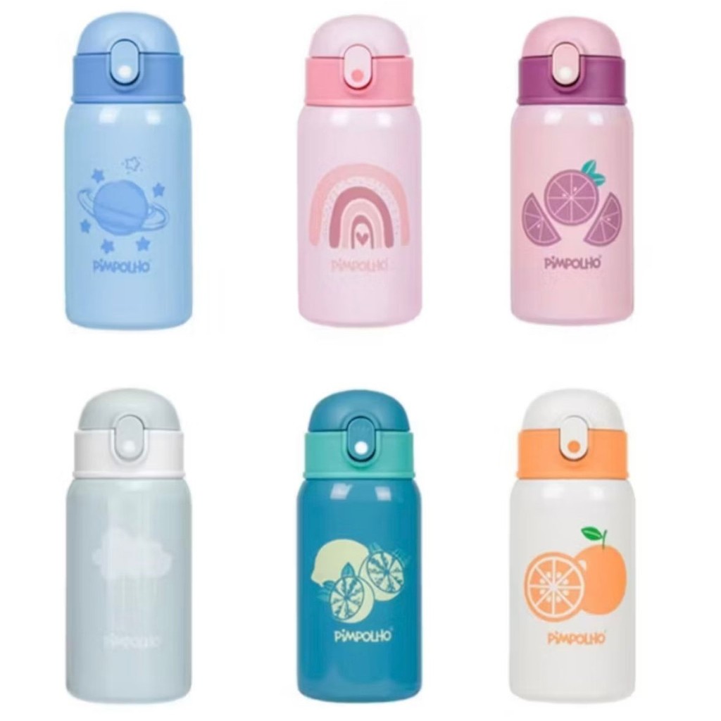 Garrafa Térmica Inox 400ml com Canudo Silicone Pimpolho em Oferta na Shopee