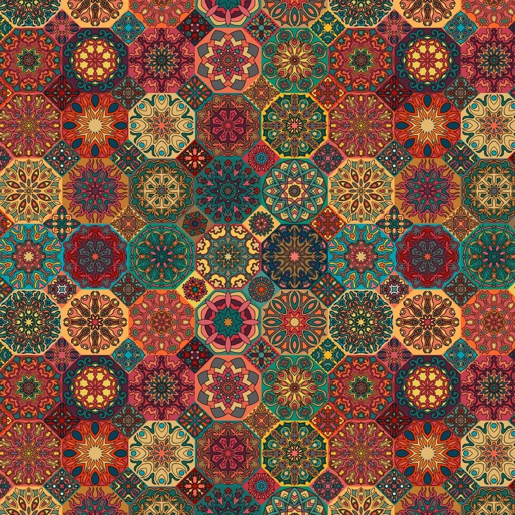 Tecido TRICOLINE MISTA Estampa Digital - Mandala 4