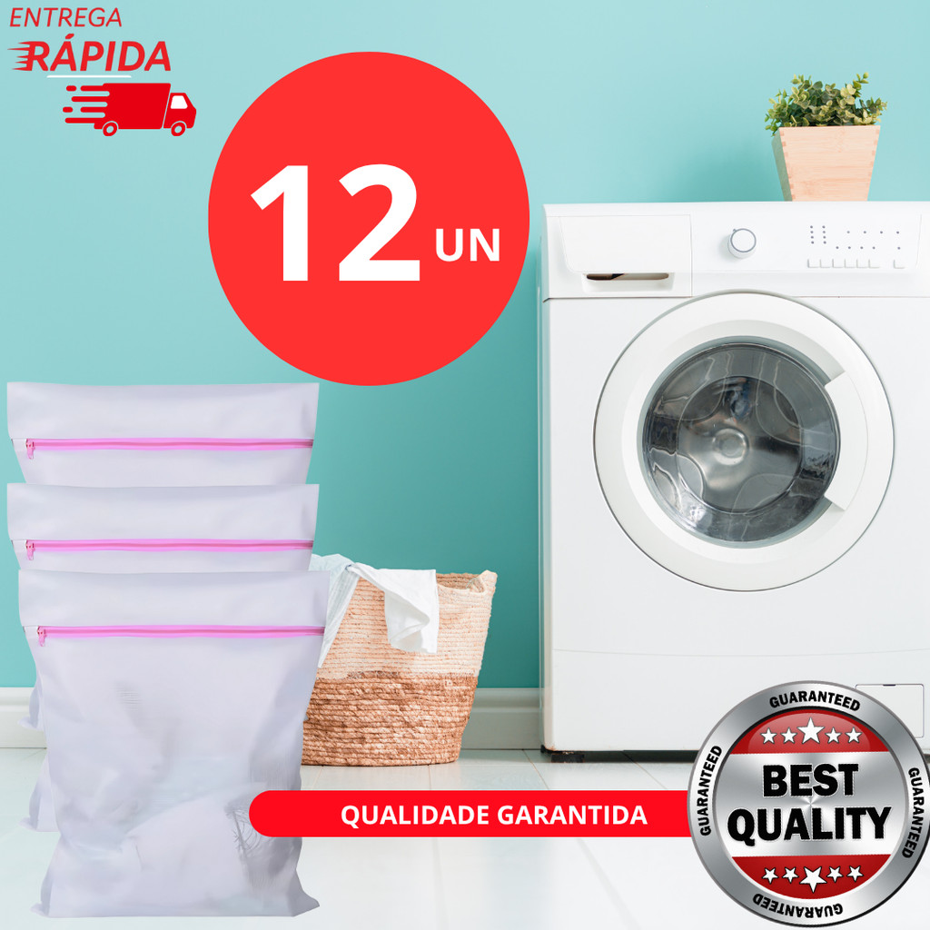 Jogo 12 Sacos para maquina de lavar roupas delicadas peças intimas ideal para organizar roupa na mala