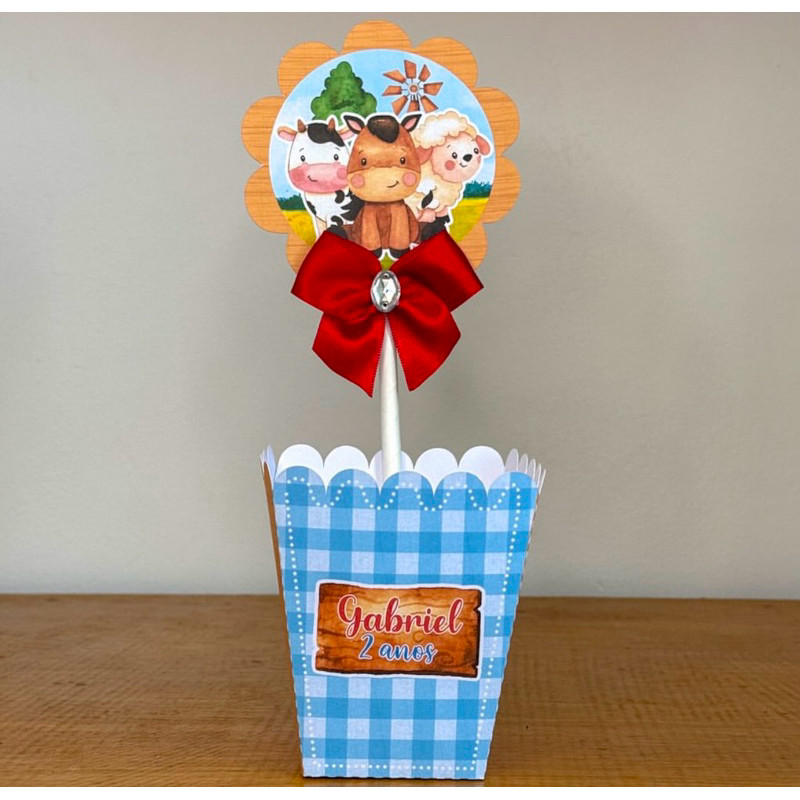 Centro de Mesa FAZENDINHA MENINO (PEGUE E MONTE) /Cachepot Cachepô Personalizado/ Festa Aniversário Lembrancinha Mimos