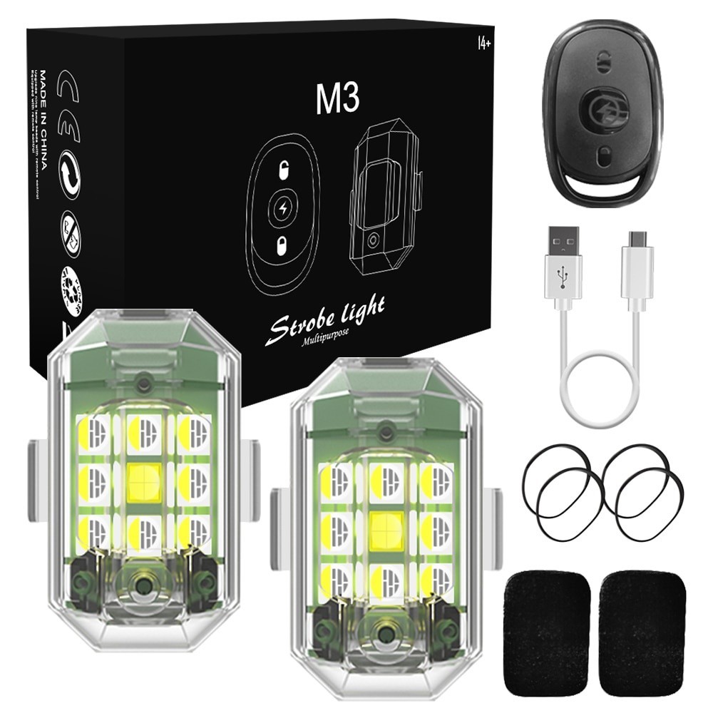 Luz de Alearta Estroboscópica Sem Fio com Controle Remoto LED Anti-Colisão para Carro e Moto Drone