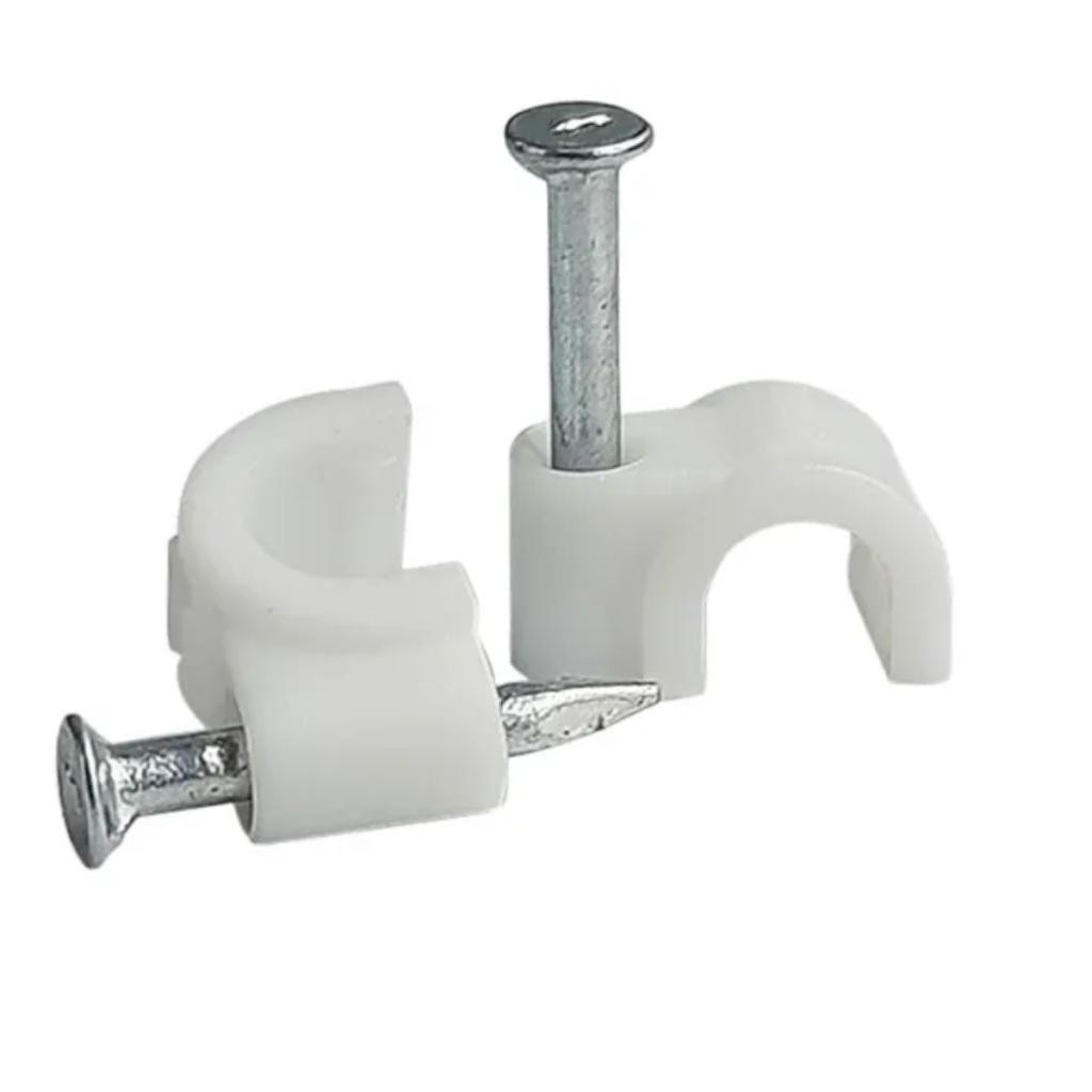 Kit 900 Grampo Fixa Fio Cabo Coaxial Miguelo 5mm Branco