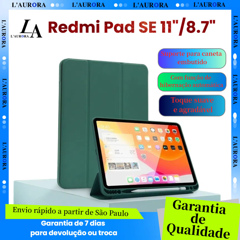 Capa Compatível com capinha para tablet xiaomi Redmi Pad SE 11 – Slot Caneta Sono Automático Antichoque