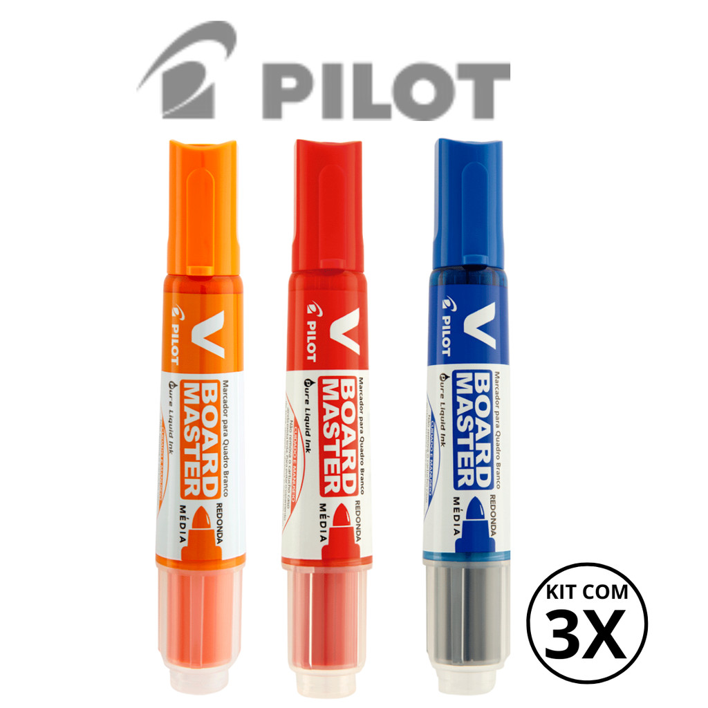 Kit com 3 Marcadores Para Quadro Branco V-Board Master - PILOT em Oferta na Shopee
