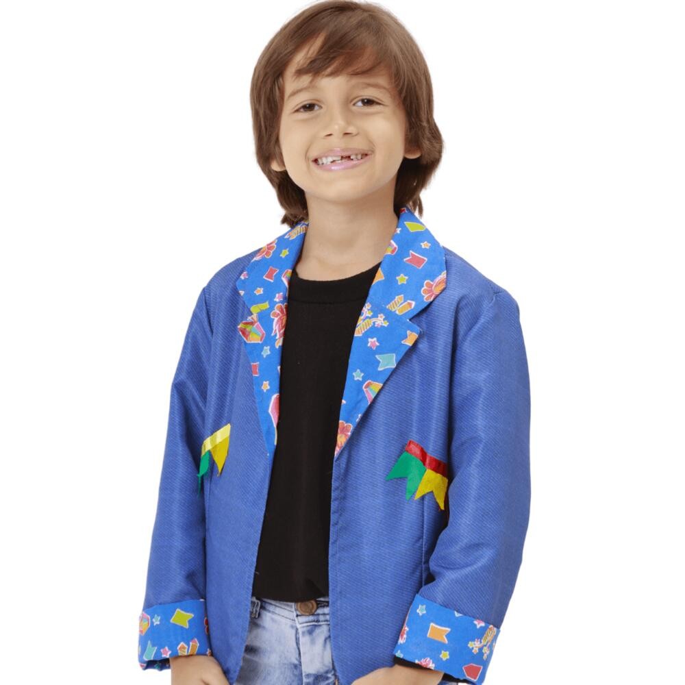 Paletó Caipira Infantil Azul Noivinho Com Bandeiras Juninas em Oferta na Shopee