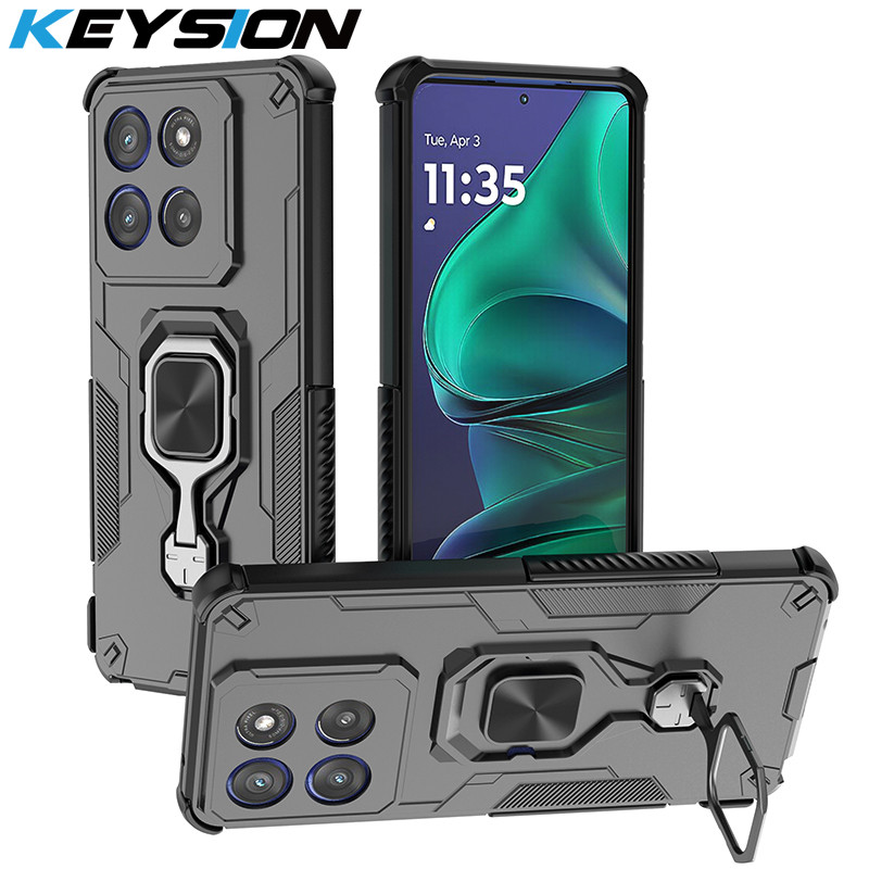 KEYSION Capa À Prova De Choque Para Motorola Edge 60 Pro 5G 60 Fusion 60S Vertical Anel Ao Vivo Suporte De Telefone Styl