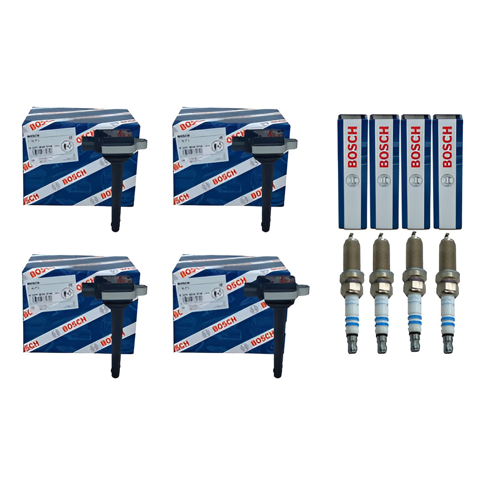 Kit Com 4 Bobina E 4 Vela Tiida 2011 2012 Original Bosch